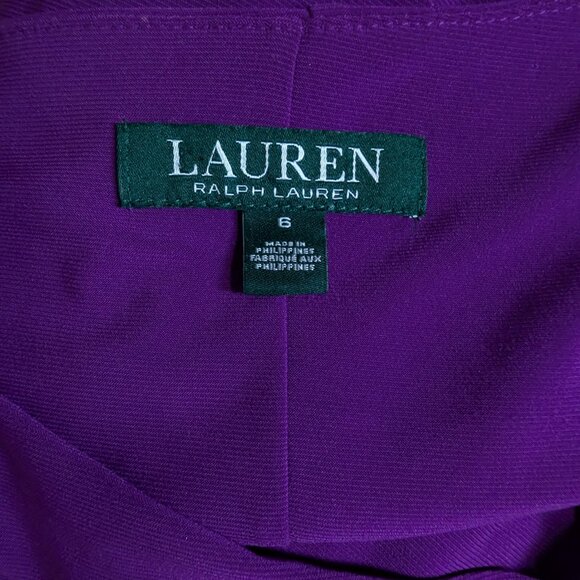 Lauren Ralph Lauren Sleeveless Cowl Neck Dress Size 6 Solid Purple Pleated - Picture 6 of 6